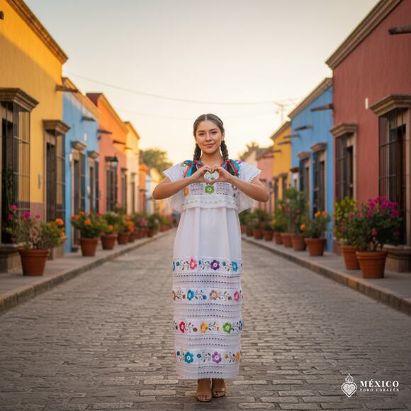 Mexican tunic one size fits all white - Picture 4 of 6